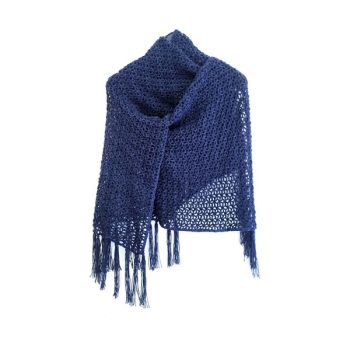 Χειροποίητη πλεκτή πασμίνα από μεταλλιζέ νήμα