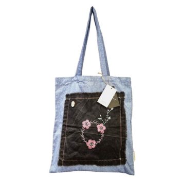 VINTAGE GARDEN EMBROIDERED BAG - Μπλε