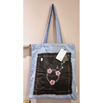 VINTAGE GARDEN EMBROIDERED BAG - Μπλε