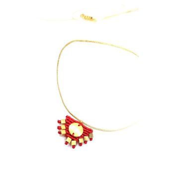 PRIERE MACRAME NECKLACE - Κόκκινο