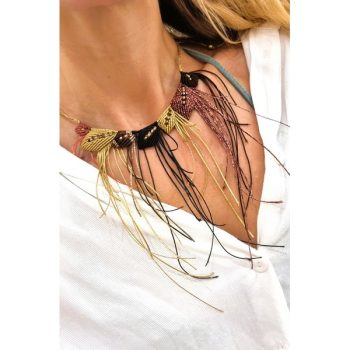 FEUILLES MACRAME NECKLACE