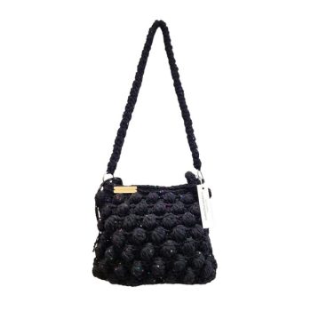 GLITTERING BLACK BUBBLES KNITTED BAG