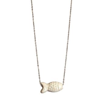 CERAMIC FISH NECKLACE - Ασημί