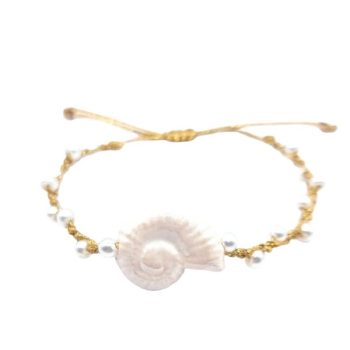 CERAMIC SEASHELL MACRAME BRACELET