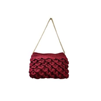 PEBBLE KNITTED BAG - Μπορντό