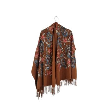 EMBROIDERED PASHMINA - Καφέ