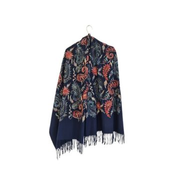 EMBROIDERED PASHMINA - Μπλε