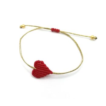 THE HEART Bracelet Μακραμέ καρδούλα