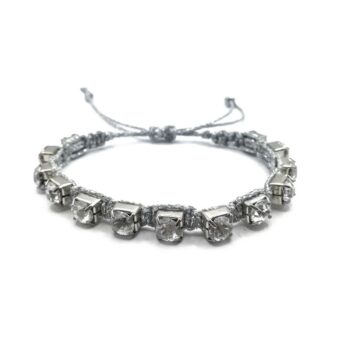 ICICLE Macrame Bracelet Macrame βραχιολί με κρυσταλλάκια και ασημοκλωστή