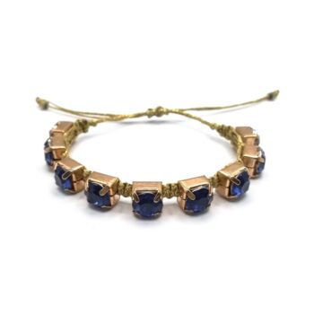 BLUE CRYSTAL Macrame Bracelet Macrame βραχιόλι με κρυσταλλάκια και χρυσοκλωστή.