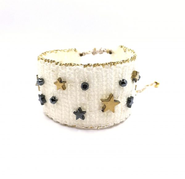 GALAXY Knitted Bracelet Βραχιόλι πλεκτό (βελονάκι) με αιματίτες