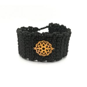 FLAKE Knitted Bracelet Βραχιόλι πλεκτό (βελονάκι) με ατσάλινο στοιχείο