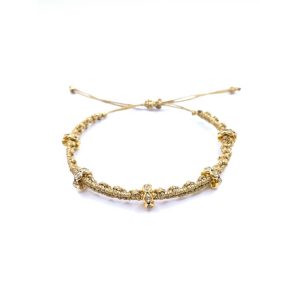 CRYSTAL CHAIN Macrame Bracelet Macrame βραχιολί με κρυσταλλάκια και χρυσοκλωστή